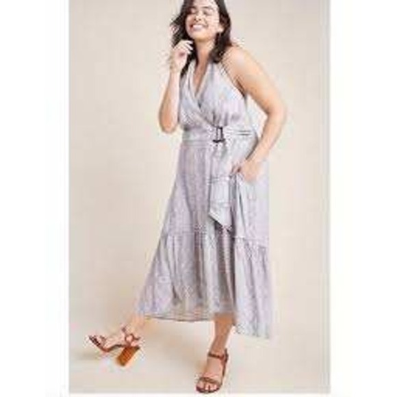 Anthropologie Dresses & Skirts - Anthropologie A+ Snake Print Halter Maxi Dress Grey White Plus Size 16W OP977915
